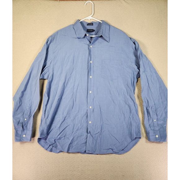 Vintage J Crew Shirt Mens XL 80s 2 Ply Cotton Button Up Regular Fit Blue EUC - Picture 1 of 12